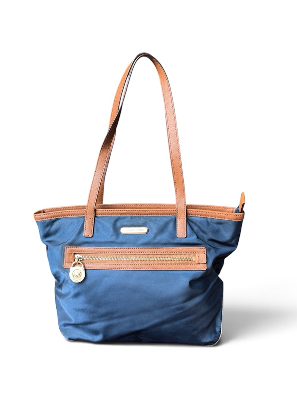 Michael Kors Nylon Tote Bag with Tan Trim - Blue